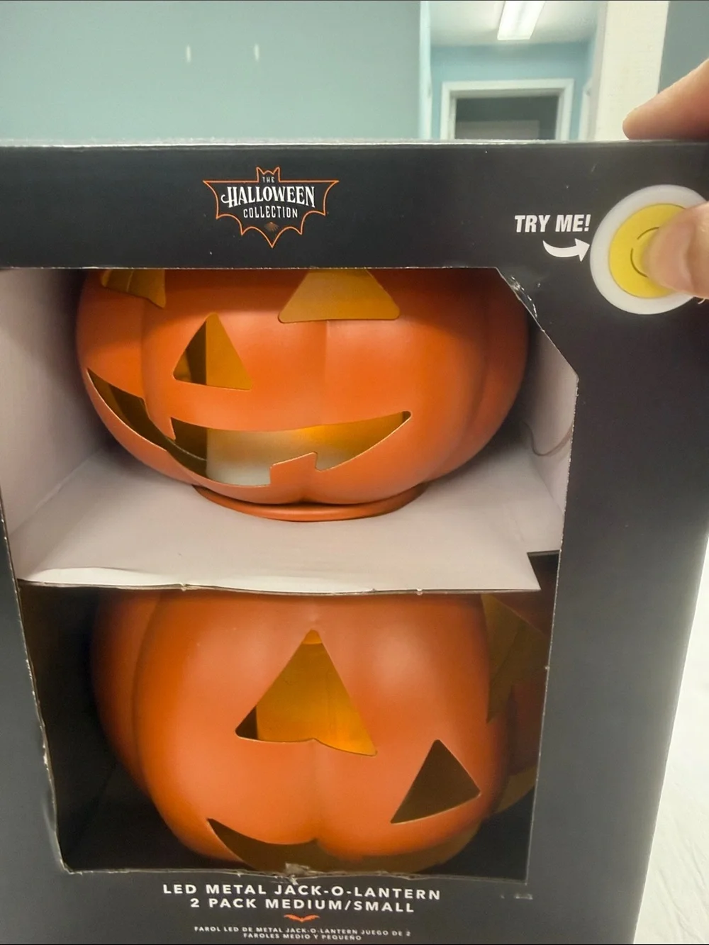 Halloween Collection LED Metal Jack-O-Lantern 2-Pack - Orange